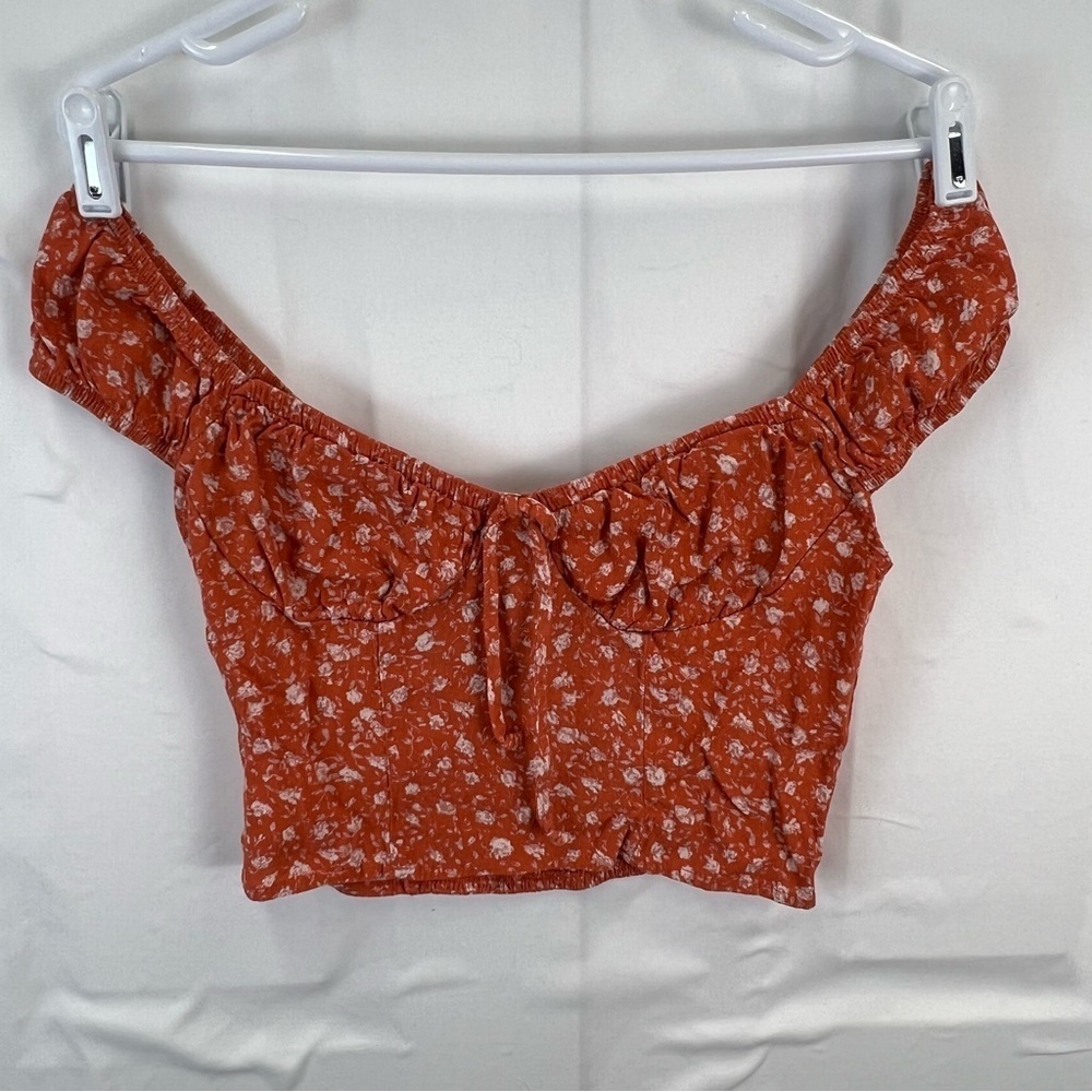 Wild Fable - Women's Crop Shirt - Small - Orange White